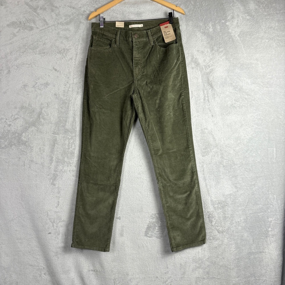 NWT Levi's Pants Jeans 724 High-Rise Slim Straight 32 Olive Green Corduroy